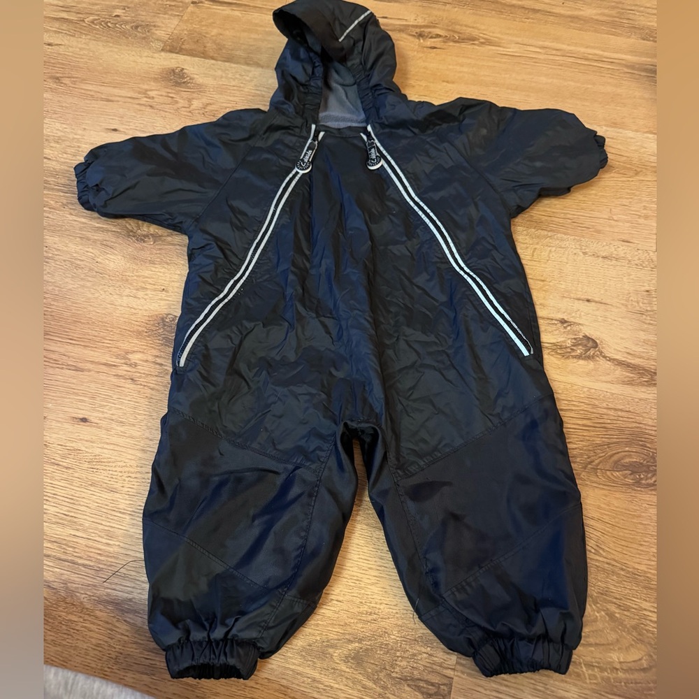 Black Hooded Baby Snowsuit